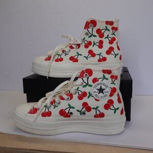 Converse CTAS Lift High-Top Women's Sneakers White cherry Size 6 NEW IN BOX